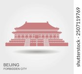 Gugong Imperial Palace. The Forbidden City in Beijing, China, Vector illustration