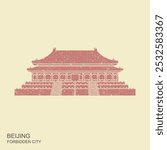 Gugong Imperial Palace. The Forbidden City in Beijing, China, Vector illustration