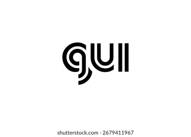 GUI Creative Unique Modern Letter Logo Design. Elegant Monogram Logo Design with Decorative Elements and Typography