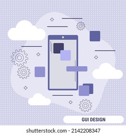 GUI design, application development flat design style vector concept illustration
