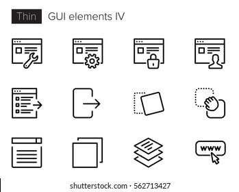 GUI Elements for Applications Thin line Vector Icons set