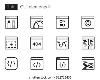 GUI Elements for Applications Thin line Vector Icons set