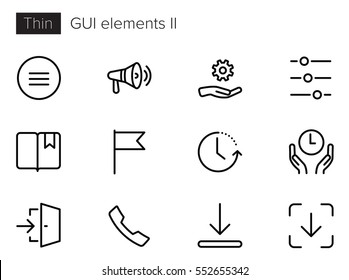 GUI elements Line Vector icons set 2