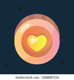 GUI Game Icon Heart Coin Money Business Golden Fairy Tale Vector Design