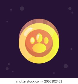 GUI Game Icon Pet's Foot Coin Money Business Golden Fairy Tale Vector Design