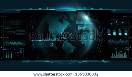 GUI HUD futuristic interface earth globe, world