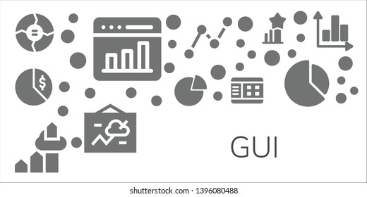 gui icon set. 11 filled gui icons.  Collection Of - Graph, Chart, Stats