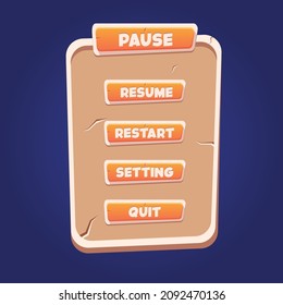 Gui paused menu game asset premium vector Premium Vector
