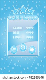 Gui popup menu and button bule set of round for game. 2d asset for user interface GUI in mobile application or casual video game. Vector for web or game design. Decorative GUI elements