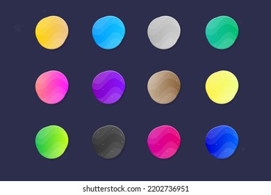 GUI Set Of Game Circle Buttons In Different Colors In  Cosmic Fantasy Futuristic Cute Cartoon Style For Web Sites Or Mobile App , Your Business . Vector Design