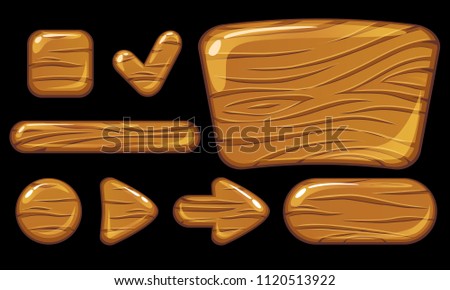 GUI wooden buttons. Game user inteface