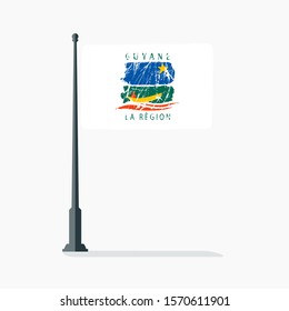 Guiana flag with scratches and shadow in vector
