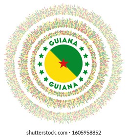 Guiana symbol. Radiant country flag with colorful rays. Shiny sunburst with Guiana flag. Vibrant vector illustration.