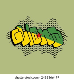 Guiana Throw Up Graffiti Style With Flag Colors Inspiration Vector Design 