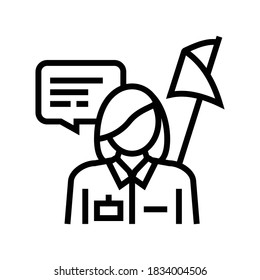 guid museum worker line icon vector. guid museum worker sign. isolated contour symbol black illustration