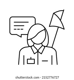 guid museum worker line icon vector. guid museum worker sign. isolated contour symbol black illustration