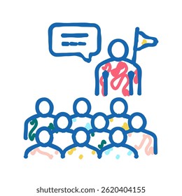 guid e grupo de visitantes ícone doodle esboçar vetor. guid e grupo de visitantes sinal. símbolo isolado ilustração