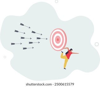 guidance or control to reach goal, competition or challenge to success, aiming or motivation concept.flat design with people.
