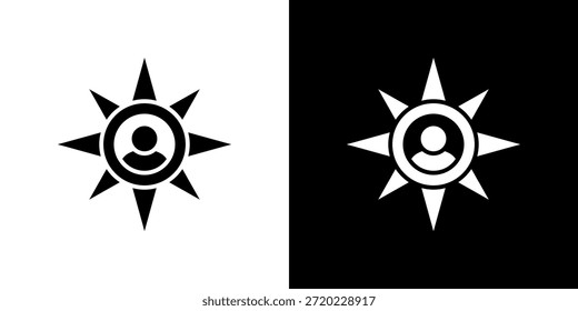 Icono de guía relleno en blanco y negro.