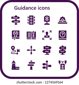  guidance icon set. 16 filled guidance icons. Simple modern icons about  - Direction sign, Traffic light, Manual, Decision making, Direction, Directions, Signpost, Split point