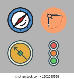 guidance icon set. vector set about compass and traffic lights icons set.