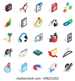 Guidance icons set. Isometric set of 25 guidance vector icons for web isolated on white background