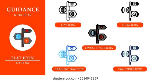 Guidance icons sets. Soft skills concept. Various style icons on isolated background for web design, symbol, sign, user interface, and mobile application. EPS 10. 