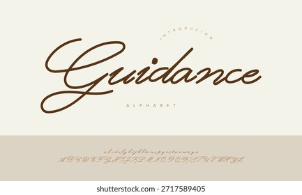 Guidance Modern Bold Monoline Script Font Alphabet Vector For Motivational Quote