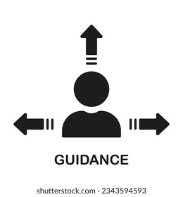 Guidance Silhouette Icon. Businessman Choose Decision Glyph Pictogram. Choice Strategy Solid Sign. Man's Work Path Options. Person Confused Symbol. Isolated Vector Illustration.