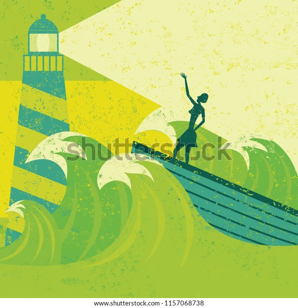 Guidance Stormy Seas Lighthouse Providing Guidance Stock Vector ...