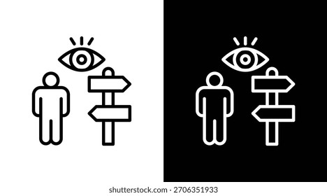 Versión de guía de dos tonos en fondo blanco y negro