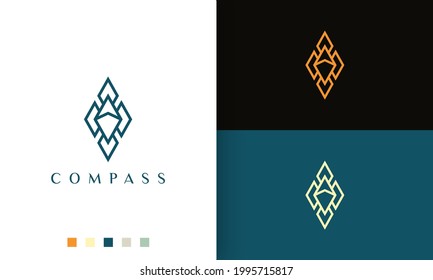 guide or adventure logo vector design with simple and modern compass shape