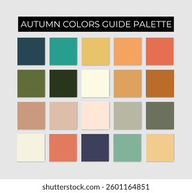 Guide Autumn Color Palette, green and Brown Color Guide Palette with Color Names.Trendy colors for fall design
vector 
