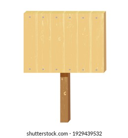 Guide board on a white background. Wood texture. Vector graphics