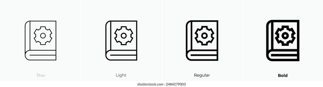 guide book icon. Thin, Light Regular And Bold style design isolated on white background