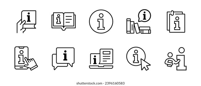 guide book manual information icon set business client instruction reference help document vector outline illustration for web and app