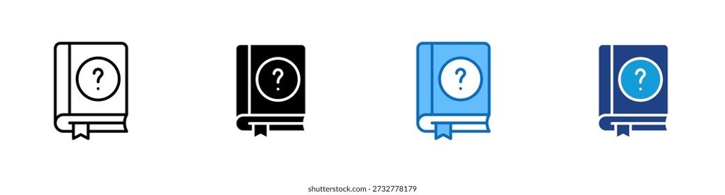 Guide Book Multiple Style Icon Design Vector - Book with question mark symbol, representing guidance, knowledge, and reference learning