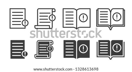 Guide booklet and user guidance reference icons. Vector book or information document web icons