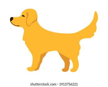 Guide dog Golden Retriever isolated object on white background. Vector icon in cartoon style for web. Flat design for poster, banner, flyer, web, business, company, sign.