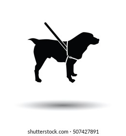 Guide Dog Icon. Black Background With White. Vector Illustration.