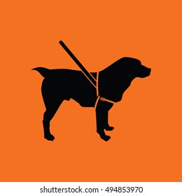 Guide Dog Icon. Orange Background With Black. Vector Illustration.