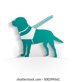 Guide dog icon paper style full vector