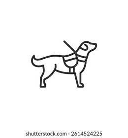 Guide Dog icon. Simple icon representing a person with visual impairment being assisted by a guide dog. Essential for accessibility features and awareness content. Vector illustration