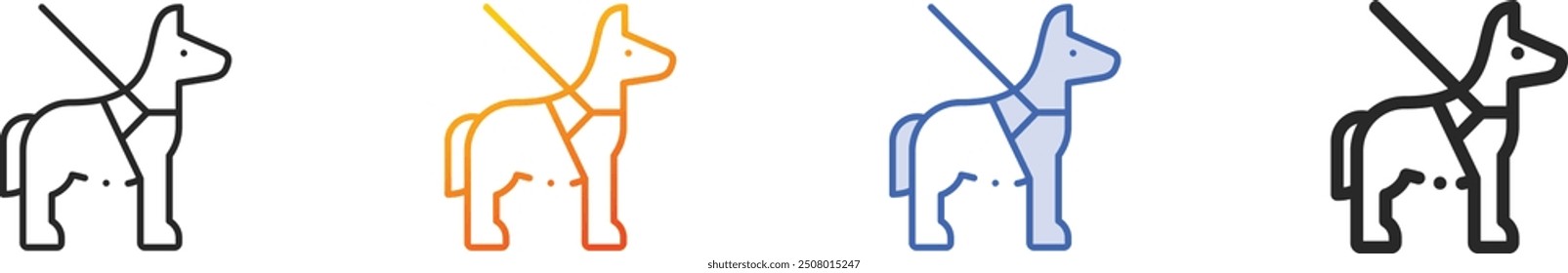 guide dog icon.Thin Linear, Gradient, Blue Stroke and bold Style Design Isolated On White Background