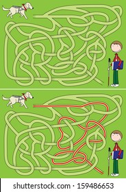 Guide Dog Maze For Kids With A Solution