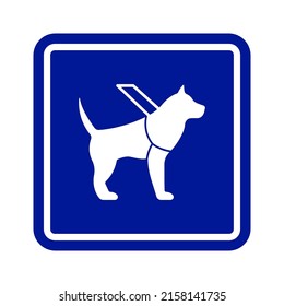 Guide Dog Service For Blind People On Sign. Guide Dog Symbol. Trained Labrador Animal Dog Domestic On Harness Leash For Walk Eye Disabled Person Silhouette Icon. Isolated Vector Illustration.