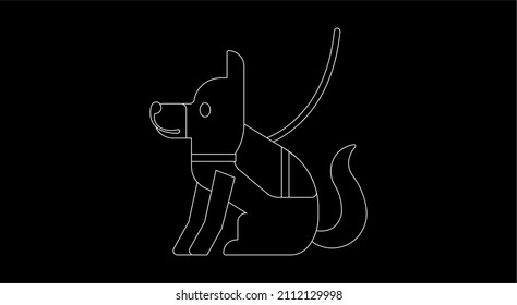 Icono vectorial de perro guía. Ilustración de perro de servicio aislado