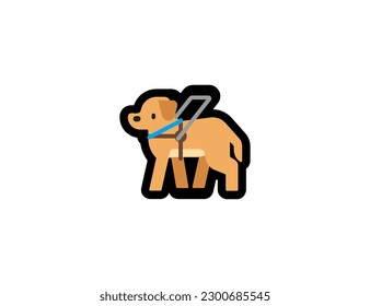 Führer Hund, Vektorsymbol auf weißem Hintergrund. Service Hund Emoji Illustration. Emoticon des isolierten Hundes