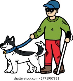 Guide dogs and a blind man