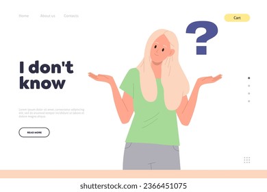Guide, FAQ, technical support, helpline online service landing page with I do not know inscription